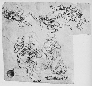 Madonna, die das Jesuskind anbetet und andere Figuren, ca. 1480 1945
