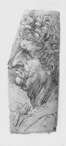 Profil eines älteren Mannes mit lockigem Haar nach links, ca. 1480, 1945