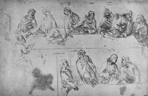 Studien für das letzte Abendmahl, ca. 1480 1945 von Leonardo da Vinci