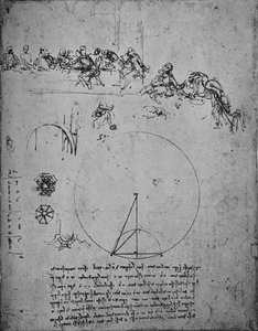 Studie für das letzte Abendmahl und mathematische Figuren und Berechnungen