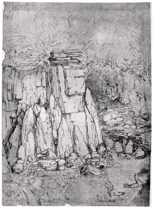 Studie einer felsigen Höhle mit Enten, 1482-1485, 1954 von Leonardo da Vinci