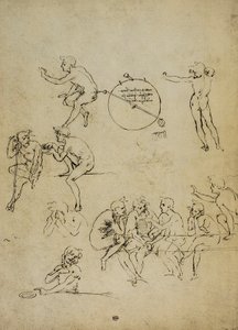 Studie menschlicher Figuren in verschiedenen Positionen von Leonardo da Vinci