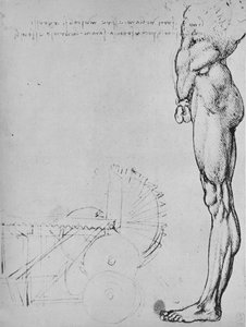 Studie der unteren Hälfte eines Mannes und von Maschinen, ca. 1480 1945