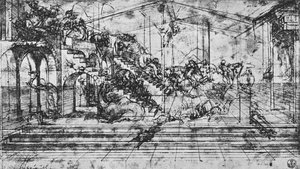 Studie der Perspektive des Hintergrunds der Anbetung der Könige, 1481 von Leonardo da Vinci