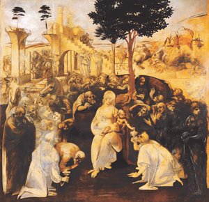 Die Anbetung der Könige nach der Restaurierung, 1481-1482 von Leonardo da Vinci