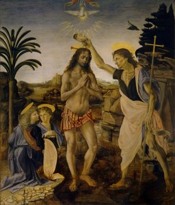 Die Taufe Christi, ca. 1470-1475 von Leonardo da Vinci