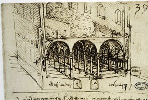 Stadtplanung: architektonischer Plan (39) von Leonardo da Vinci - Bibliothek des Institut de France von Leonardo da Vinci