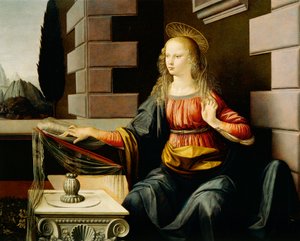 Jungfrau Maria, Detail aus der Verkündigung, c.1475 (Detail)