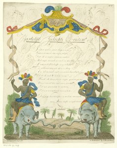 Wunschbrief mit schwarzen Männern auf Elefanten von Leonardus Schweickhardt