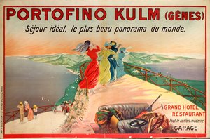 Werbeplakat für das Portofino Kulm Hotel in Camogli, Italien, 20. Jahrhundert