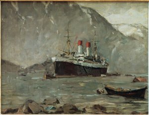Passagierdampfer der Hamburg-Süd in einem norwegischen Fjord