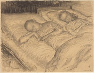 Die Kinder des Künstlers Wolf und Anna schlafen, um 1900