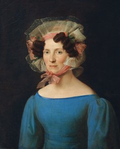 Dame im blauen Kleid