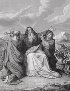 Das Hochhalten der Hände von Moses, Exodus, Kap. 17, Vers 12