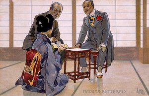 Postkarte erstellt für die Premiere von "Madame Butterfly", in Brescia
