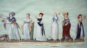 Verschiedene junge Frauen, die die weibliche Mode während der Revolution darstellen von Lesueur Brothers
