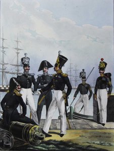 Die Artilleriekompanie der Garde Équipage und die Frachtkompanie der Garde, 1829 von Lev Alexandrovich Belousov