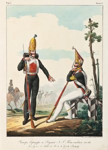 Unteroffizier und Soldat des Pavlovsky-Garde-Regiments, 1830-1840er von Lev Alexandrovich Belousov