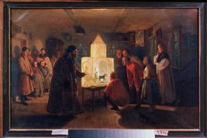 Eine Zauberlaterne in einem Bauernhaus von Lev Grigoryevich Solovyev