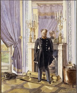 Porträt des Großherzogs Konstantin Pawlowitsch von Russland am Kamin