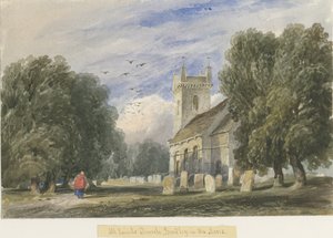 Bradley-in-the-Moors Kirche: Aquarell, undatiert [ca. 1830-1840] von Lewis John Wood