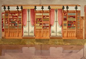 Ansicht der Südseite der Bibliothek, Snelston Hall, Derbyshire von Lewis Nockalls Cottingham