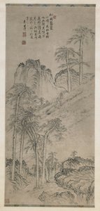 Spaziergang mit Stäben auf einem Kiefernberg, Qing-Dynastie, ca. 1760
