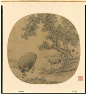 Mann, Büffel und Kalb, 1205 oder 1265 von Li You