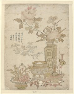 Blumen und brennendes Weihrauchgefäß von Liangxian Ding