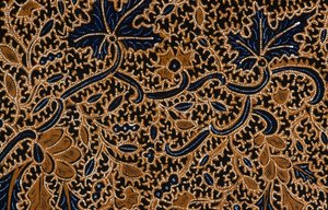 Batik mit traditionellem Blumendesign, Surakarta, Java, Indonesien, Detail