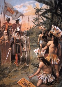 Kolumbus landet in der Neuen Welt und trifft die Indianer von Unbekannt Unbekannt