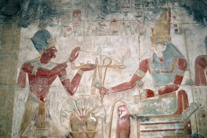 Ägypten, Abydos, Tempel des Pharao Sethos I, Osiris-Kapelle (Detail) von Unbekannt Unbekannt