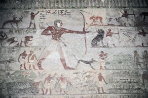 Ägypten, Nekropole von Beni Hasan, Grab von Khnumhotep III., Wandmalerei, Jagdszene darstellend von Unbekannt Unbekannt