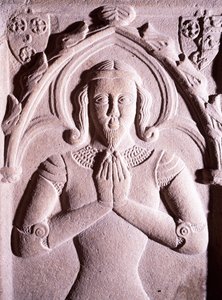 Grabstein mit Reliefdekorationen, Coetquen-Turm, Dinan, Bretagne. Detail. Frankreich von Unbekannt Unbekannt