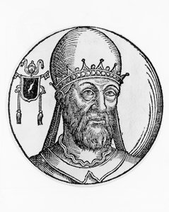 Porträt von Papst Martin I. (gestorben 655), 74. Papst der katholischen Kirche ab 649, Gravur
