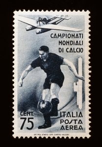 Briefmarke für die FIFA-Weltmeisterschaft 1934, 75-Cent-Luftpostmarke, Italien, 20. Jahrhundert von Unbekannt Unbekannt