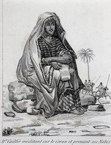 Rene Caillie (1799-1838), Entdecker in arabischer Kleidung, meditierend über den Koran von Unbekannt Unbekannt