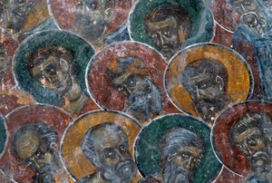 Heilige, Fresko an der Decke der Kirche Agia Paraskevi, Anisaraki, Kreta, Griechenland von Unbekannt Unbekannt