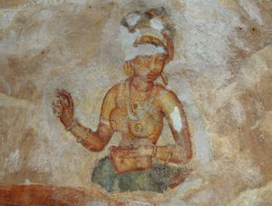 Sri Lanka, Fresko von Mädchen im archäologischen Komplex von Sigiriya (UNESCO-Welterbeliste) von Unbekannt Unbekannt