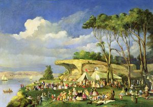 Picknick am Mrs Macquaries Stuhl, 1855 von Lieutenant George Austin Woods