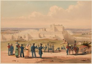 Der Sturm auf Ghuznee. Oberbefehlshaber & Stab, 23. Juli 1839 (Farblitho)