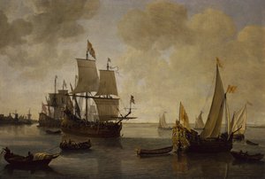 Die Staatsyacht von Prinz Wilhelm II. von Oranien mit anderen Schiffen