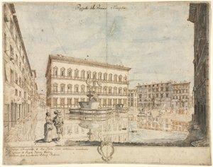 Achtzehn Ansichten von Rom: Die Piazza Farnese recto, 1664