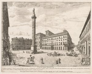 Piazza Colonna aus "Prospectus Locurum Urbis Romae Insign[ium]" von Lievin Cruyl