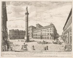 Piazza Colonna aus Prospectus Locurum Urbis Romae Insign[ium], 1666 von Lievin Cruyl
