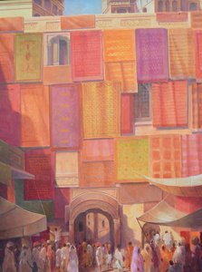 Stadtmauer mit Teppichen, Jaisalmer von Lincoln Seligman
