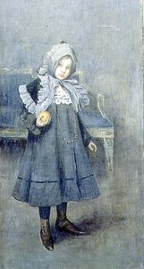 Mädchen mit grauem Hut von Lino Selvatico