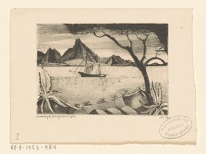 Segelschiff in einer Bucht