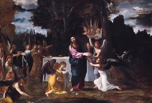 Christus in der Wüste, von Engeln bedient, um 1608