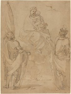 Die Jungfrau und das Kind erscheinen den Heiligen Georg und Wilhelm von Lodovico Carracci